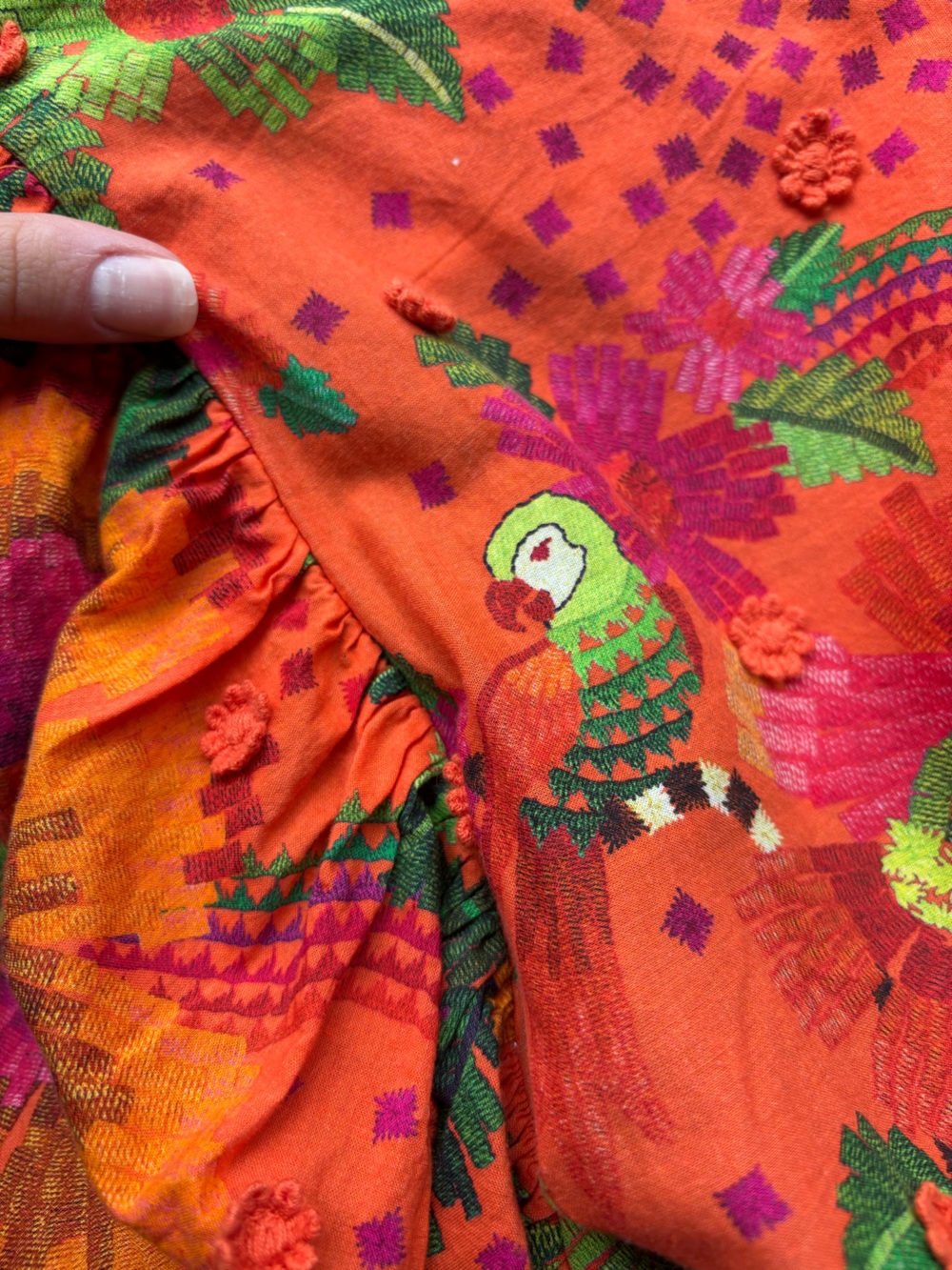 FARM RIO Cotton Blooming Garden Blouse Orange Floral Size Small - Picture 7 of 12